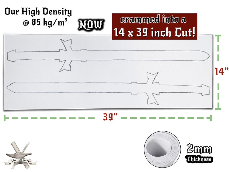 The Foamory EVA Foam Cosplay - (2mm to 10mm) - Black or White - 14"" x 39"" Sheet - Ultra High Density 85 kg/m3 - by The Foamory (White, 2mm - Thickness) - Image 2